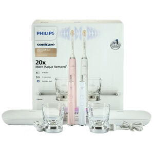 Philips Sonicare DiamondClean Smart Electric Toothbrush Pink White 2 Pack HX9904